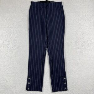 Rag & Bone Pants Womens 6 Blue Pinstripes Simone Snap Cuff‎ High Rise Cropped
